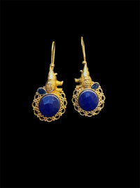 Gold and blue stone heritage  dangler earrings
