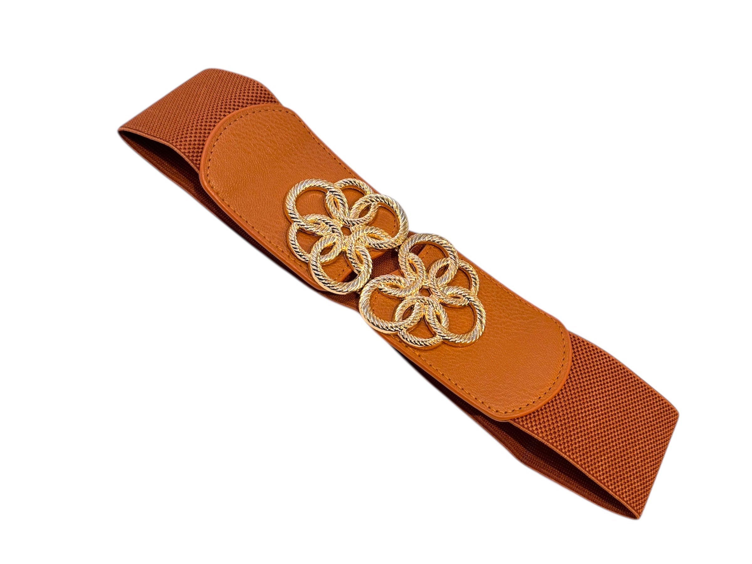 Wide Burnt Orange Stretch Belt