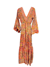 Orange-Red Silk Viscose Dress