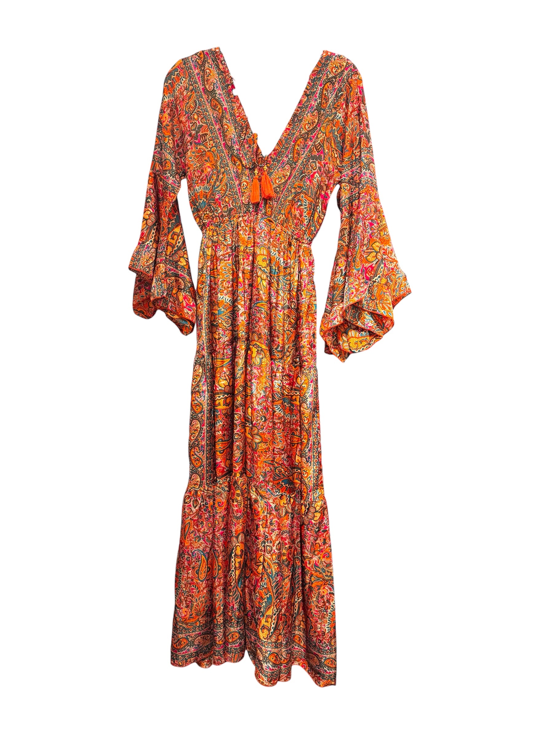 Orange-Red Silk Viscose Dress