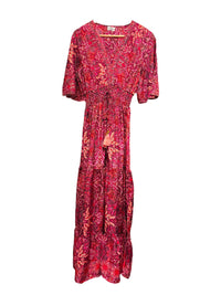 Robe en soie et viscose rose magenta foncé