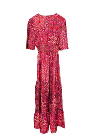 Robe en soie et viscose rose magenta foncé
