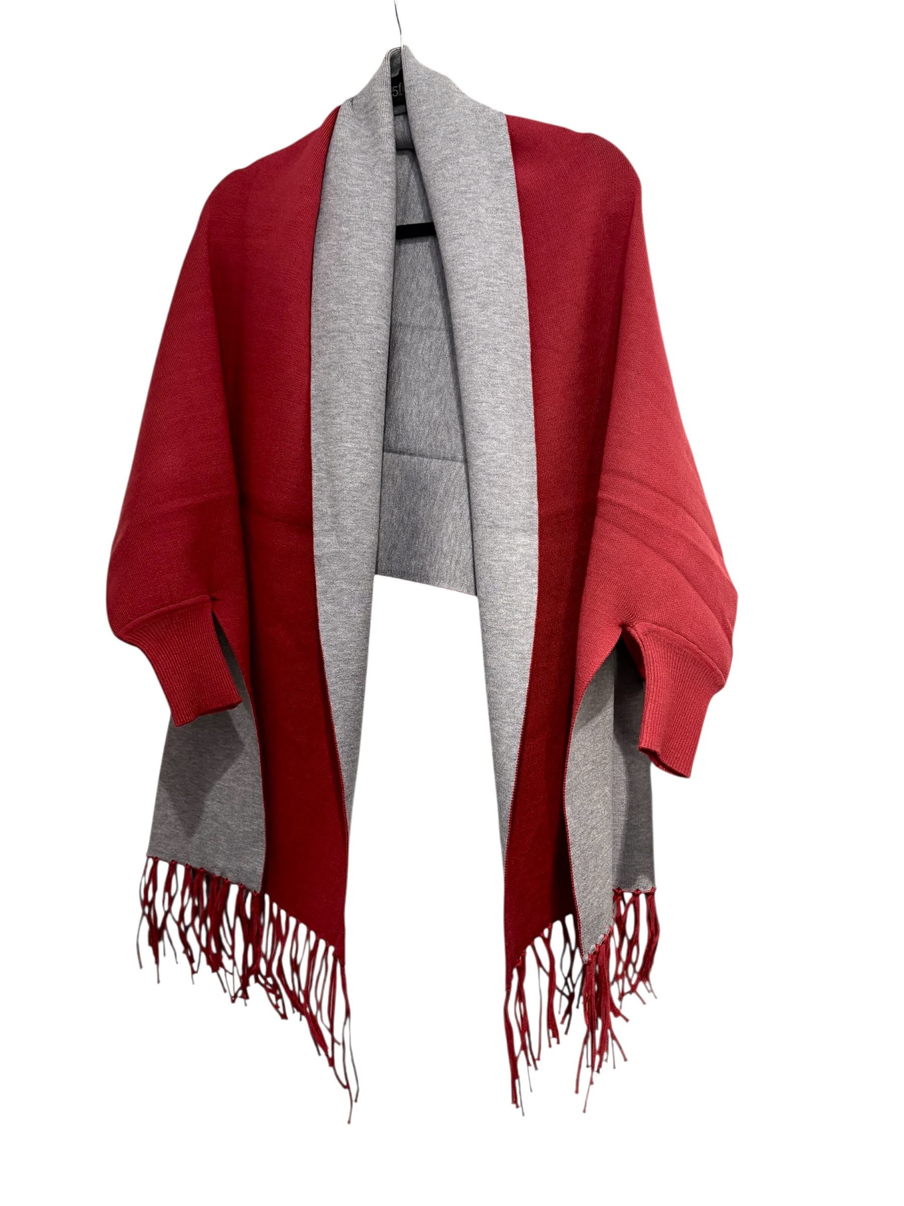 Reversible cape scarf with sleeves