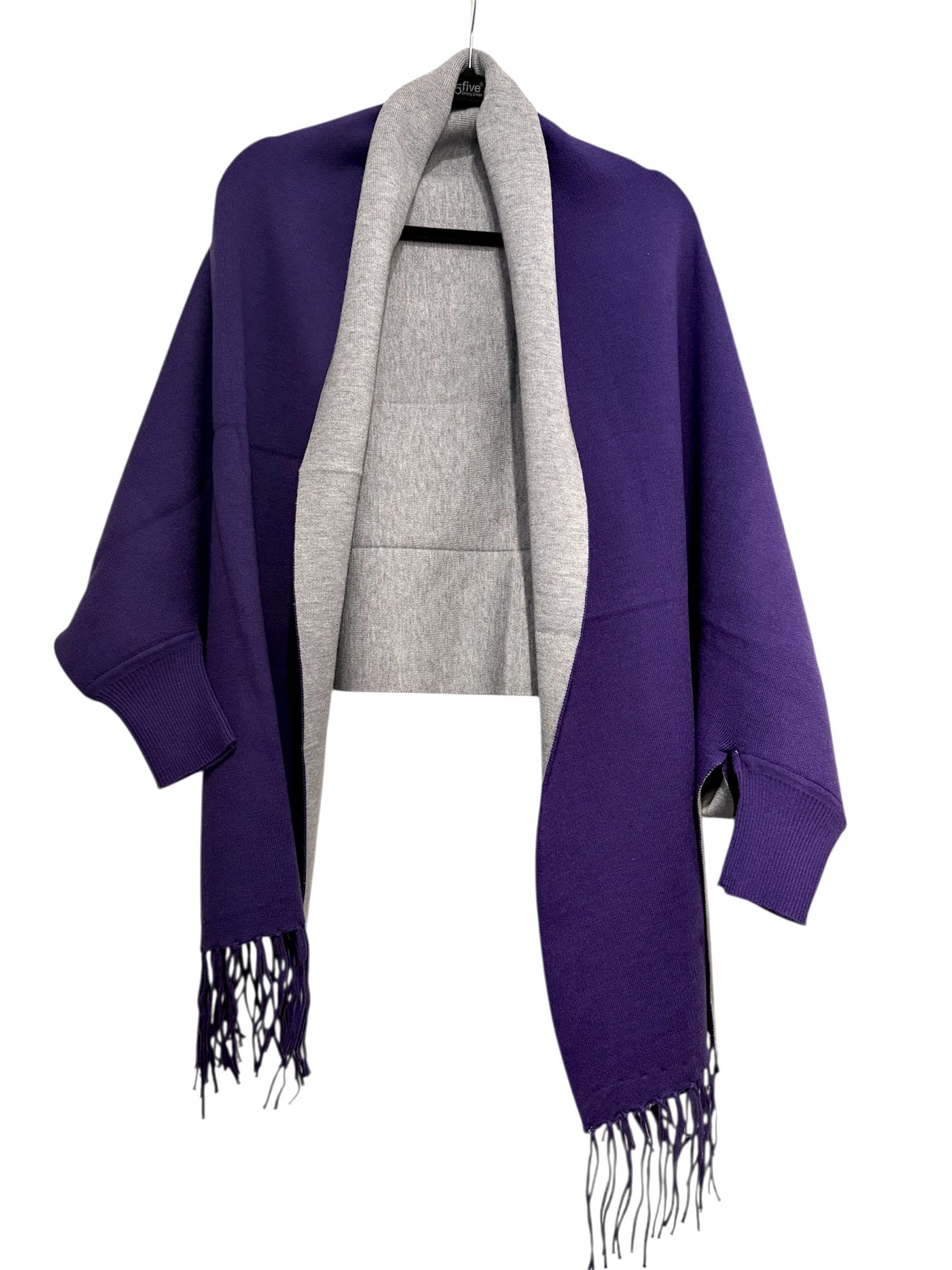 Reversible cape scarf with sleeves