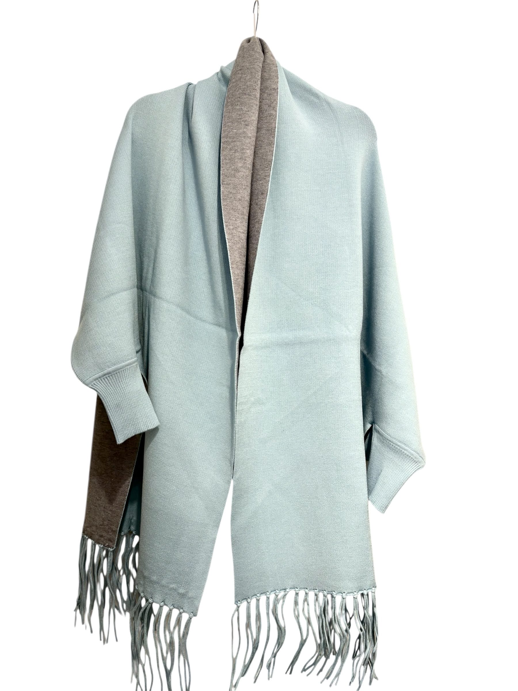 Reversible cape scarf with sleeves