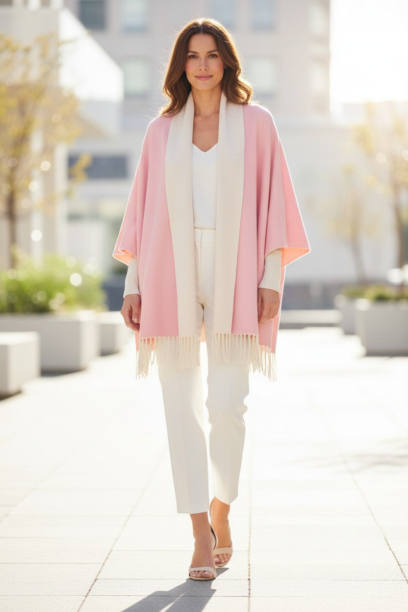 Reversible cape scarf with sleeves
