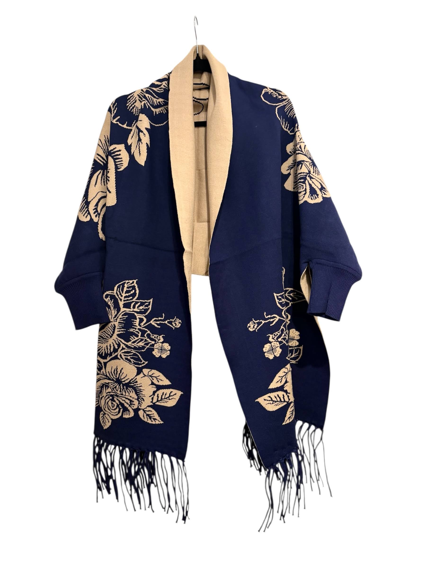 Reversible cape scarf with sleeves