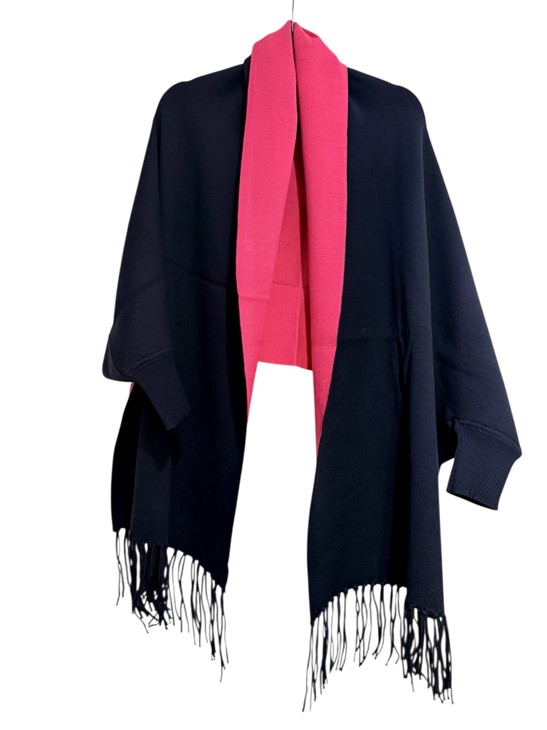 Reversible cape scarf with sleeves