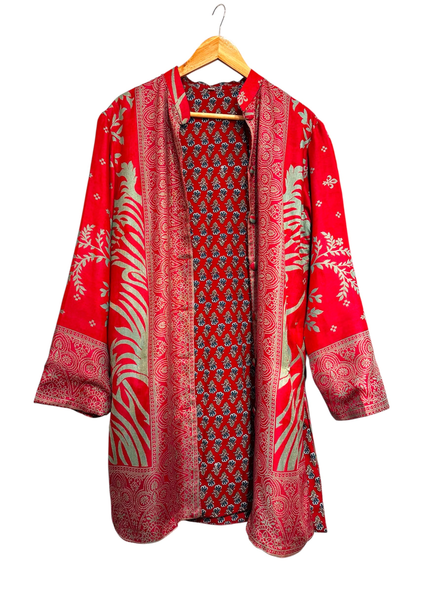 Silk Viscose Printed  Red Jacket with Giraffe