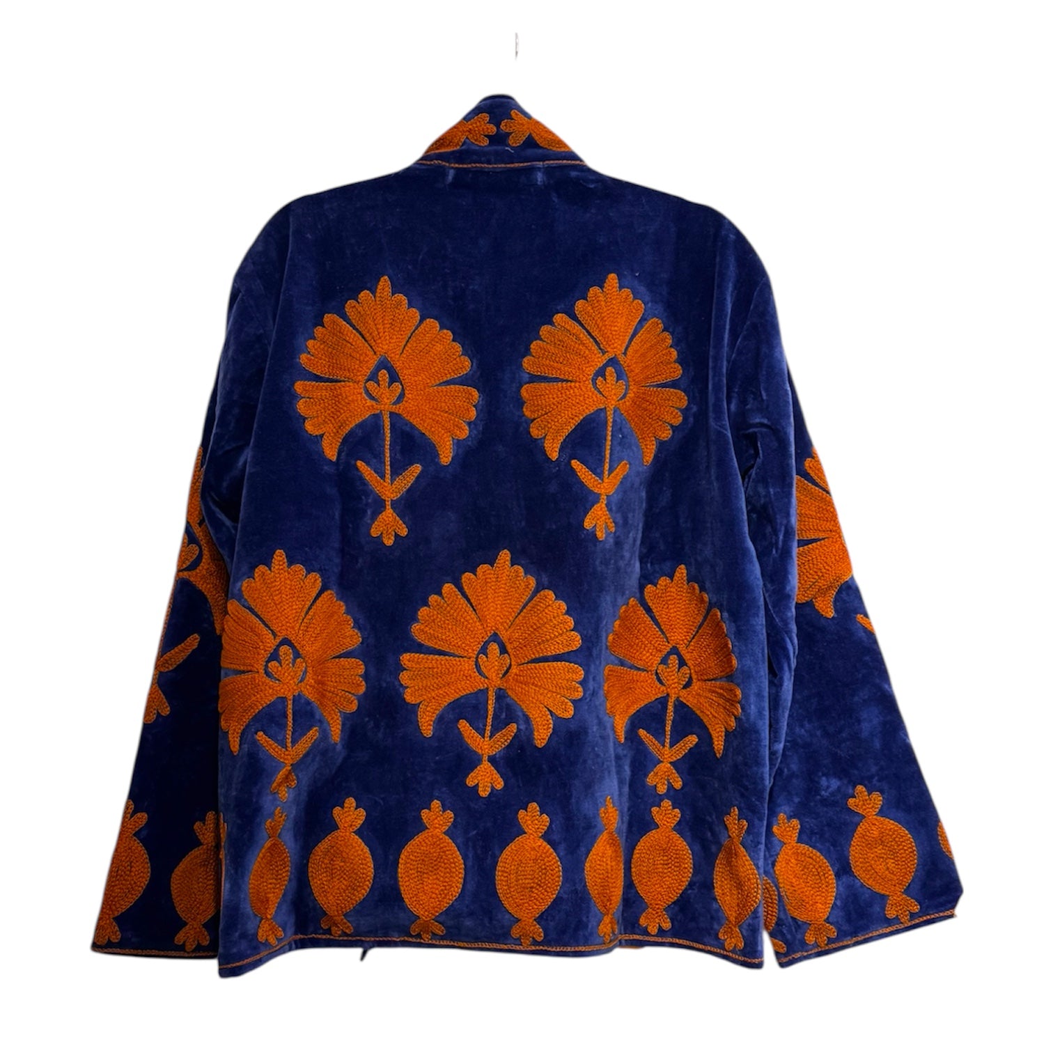 Velvet Suzani Embroidered Jacket Blue