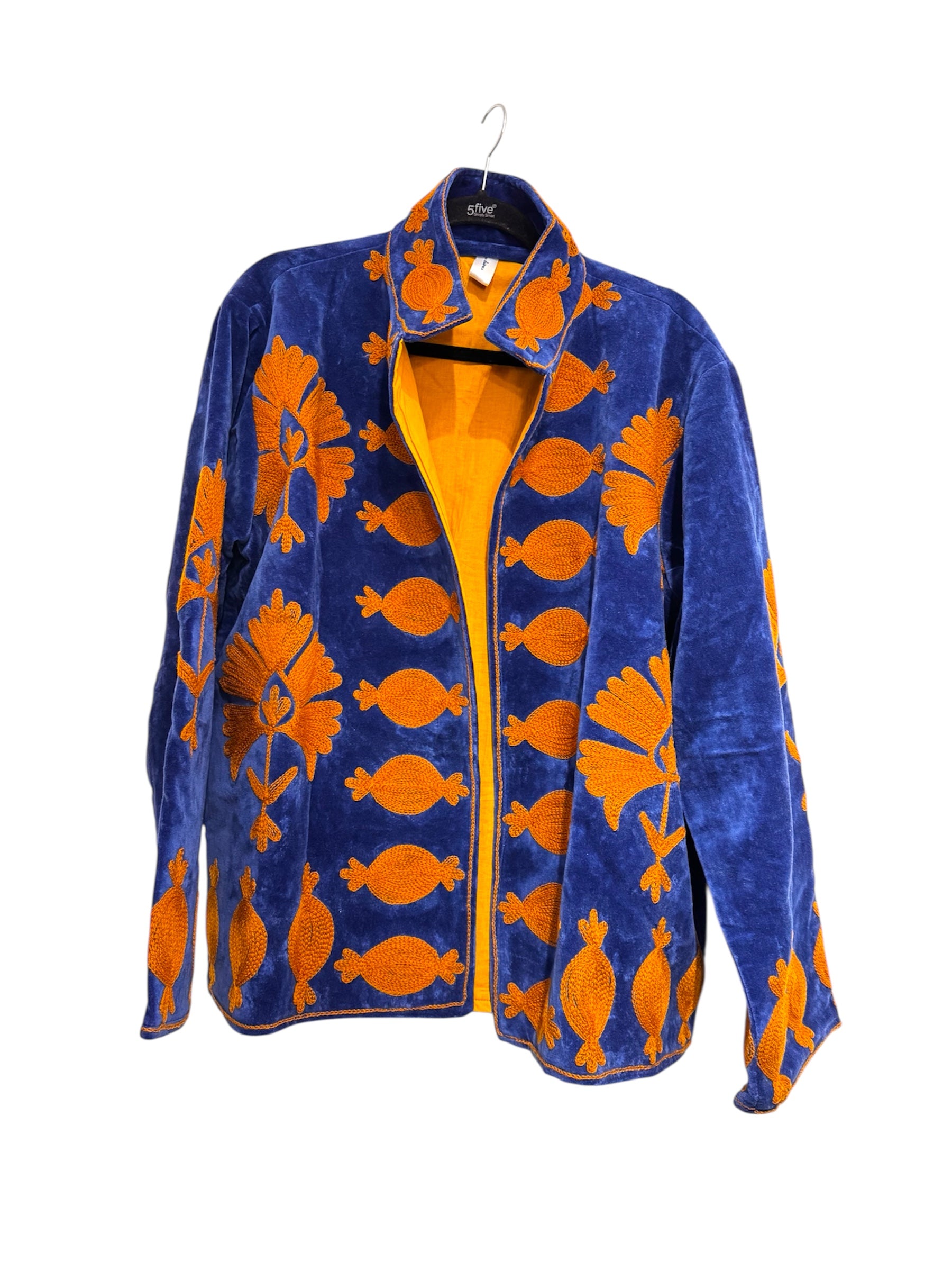 Velvet Suzani Embroidered Jacket Blue