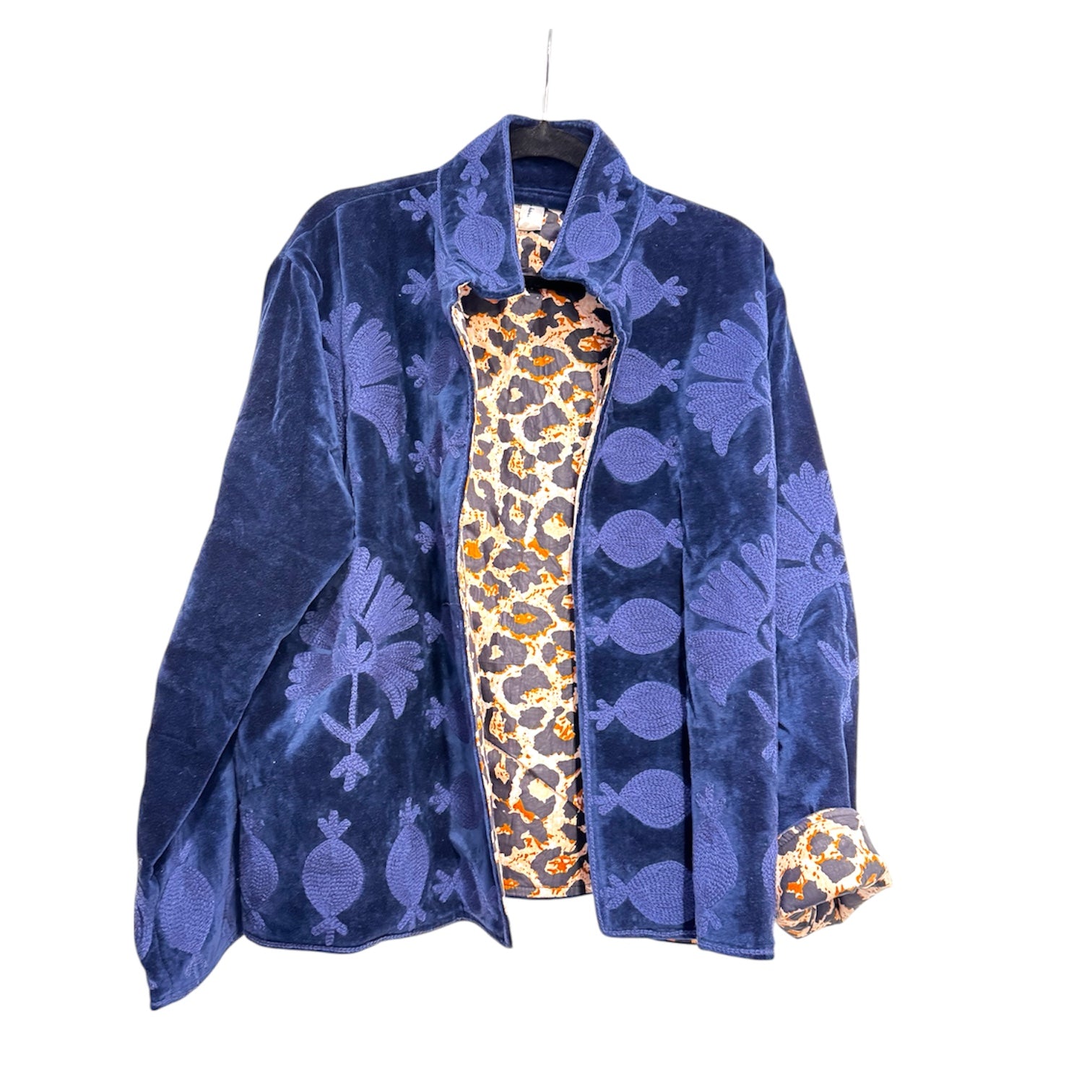 Velvet Suzani Embroidered Jacket Blue
