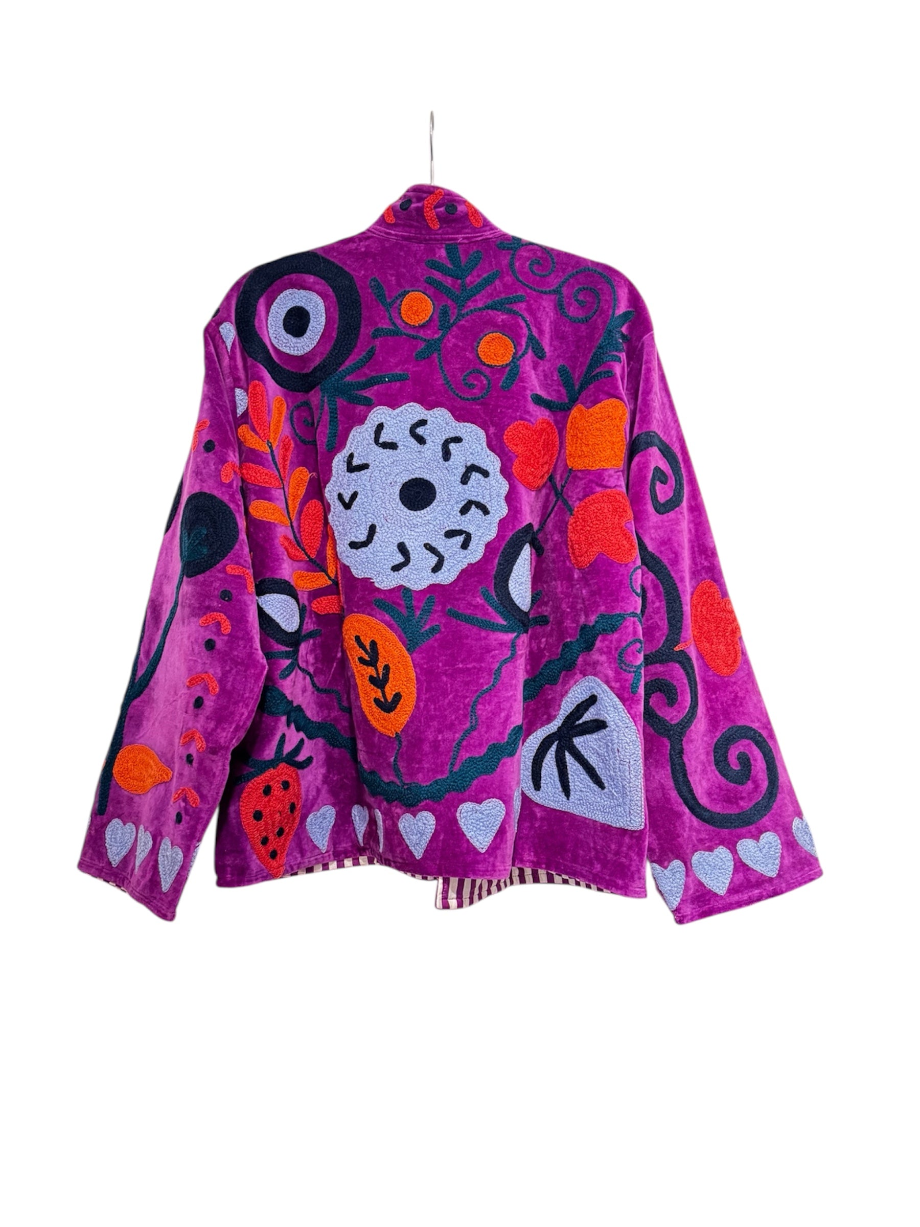 Velvet Suzani Embroidered Jacket Purple