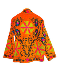 Velvet Suzani Embroidered Jacket Orange