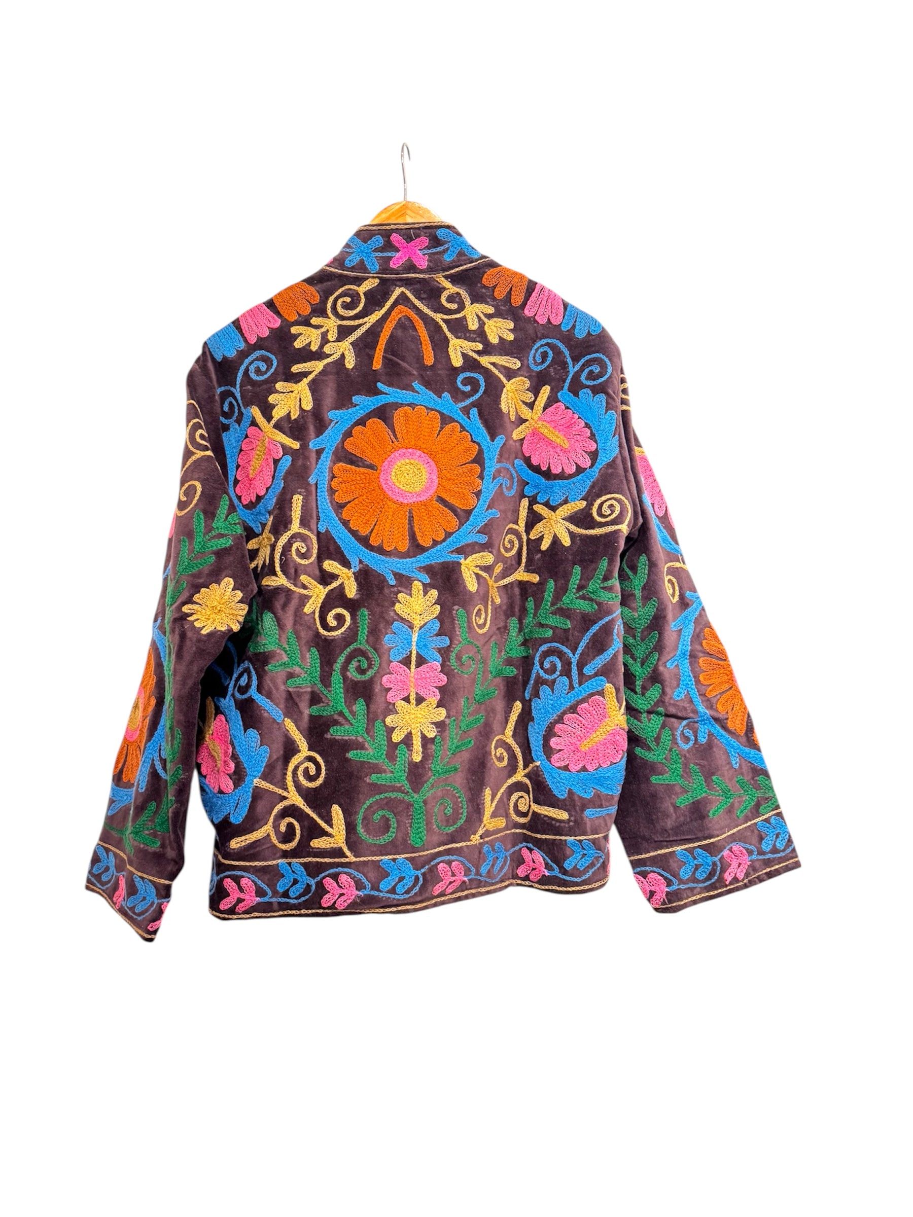 Velvet Suzani Embroidered Jacket Brown