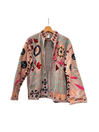 Velvet Suzani Embroidered Jacket Beige