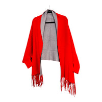 Reversible cape scarf with sleeves Red