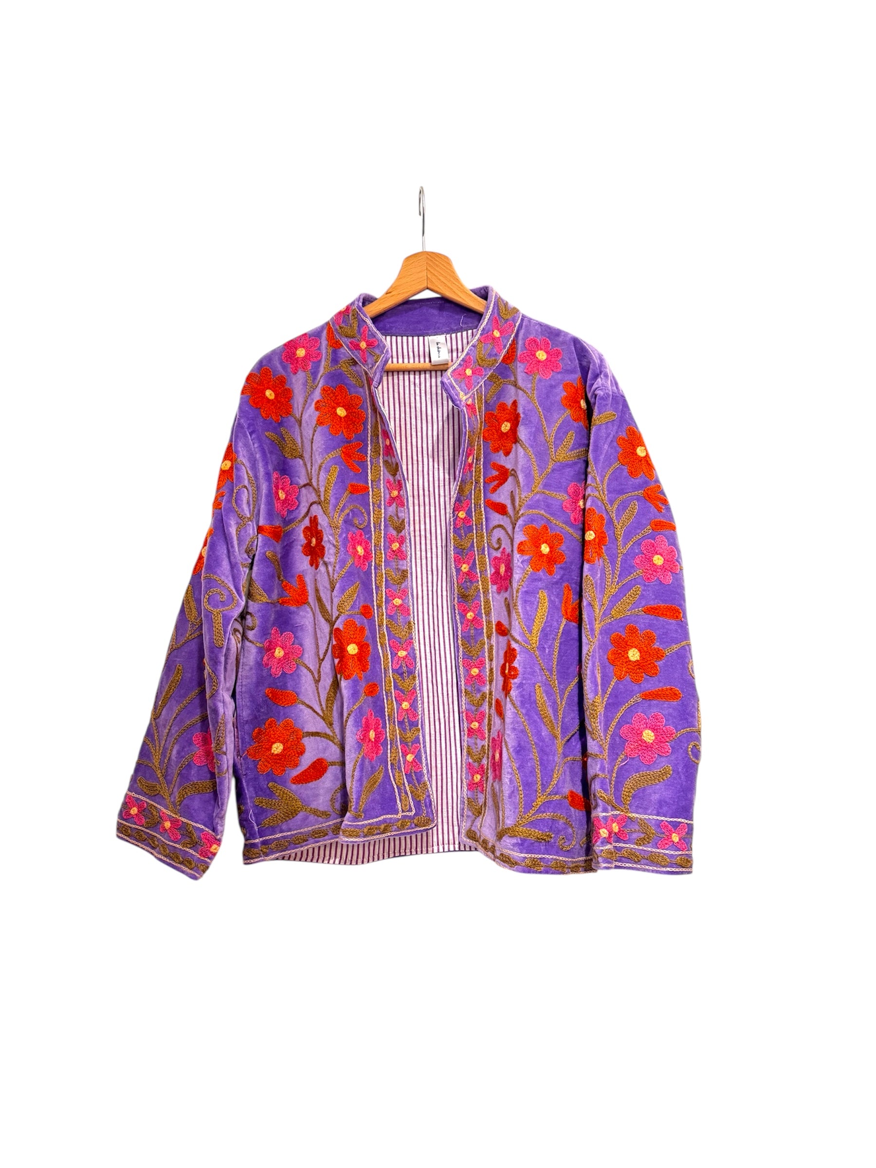 Velvet Suzani Embroidered Jacket Mouve