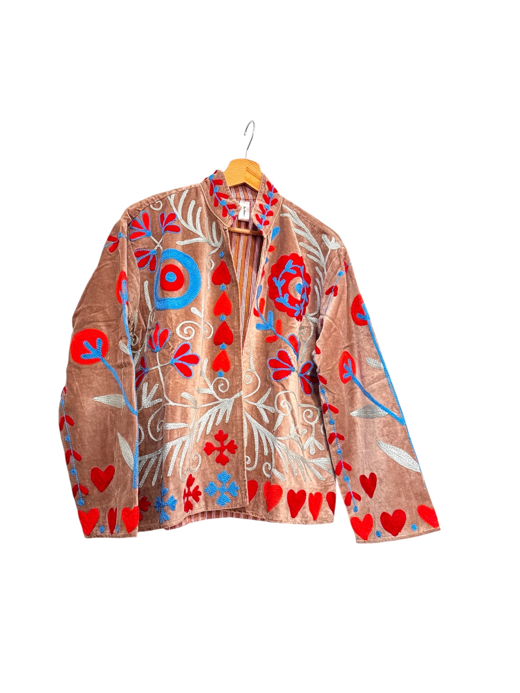 Velvet Suzani Embroidered Jacket Beige
