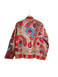 Velvet Suzani Embroidered Jacket Beige