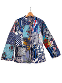 Cotton - Quilted Jacket Reversible- Blue