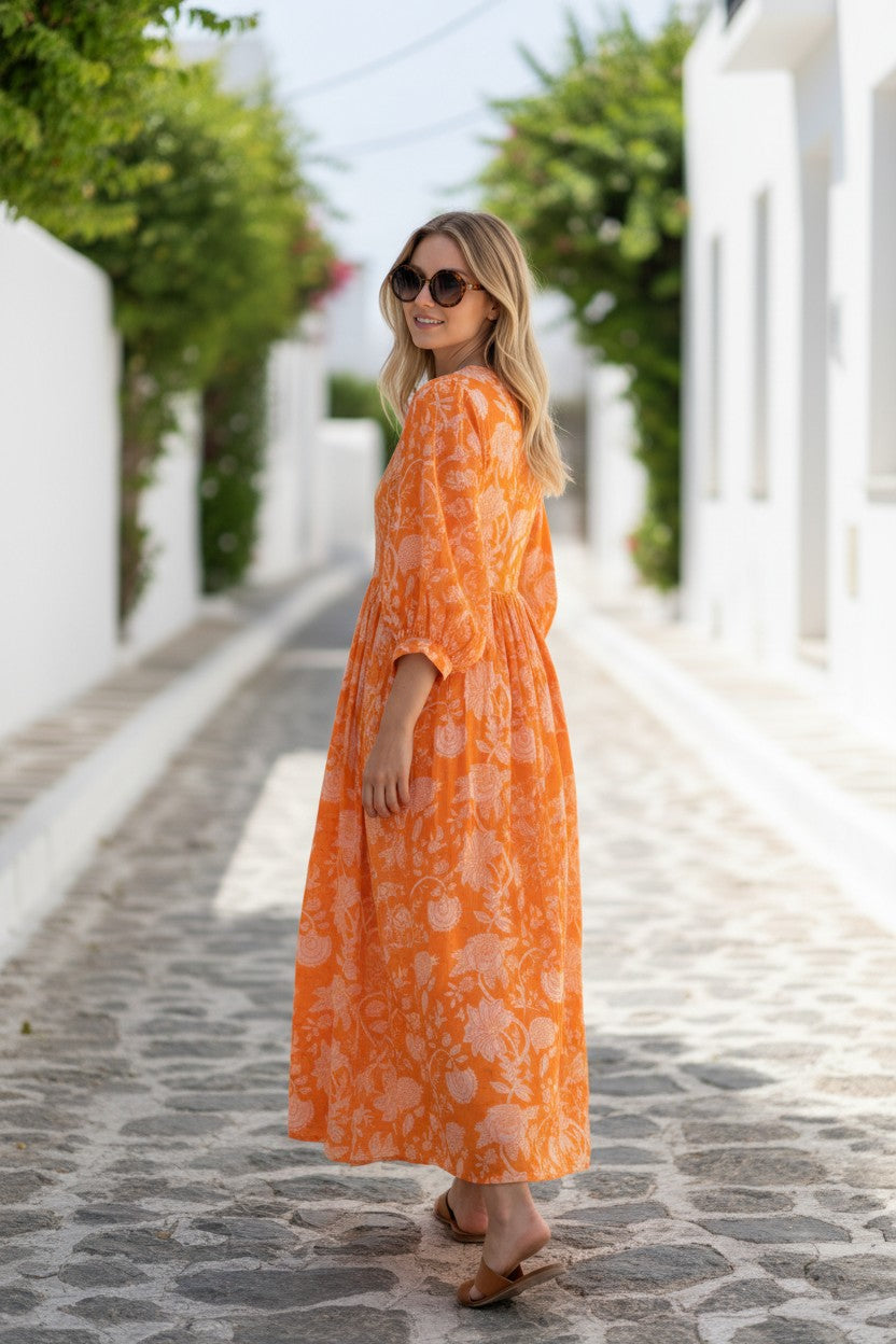 Robe multicolore en soie et viscose