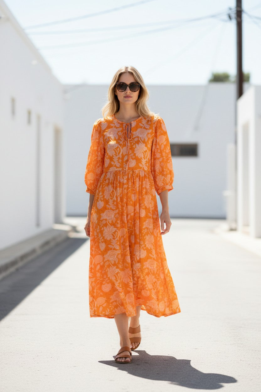 Robe multicolore en soie et viscose