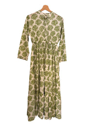 Green Floral Cotton Long Dress