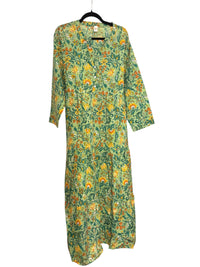 Green colour Floral Cotton Long Dress
