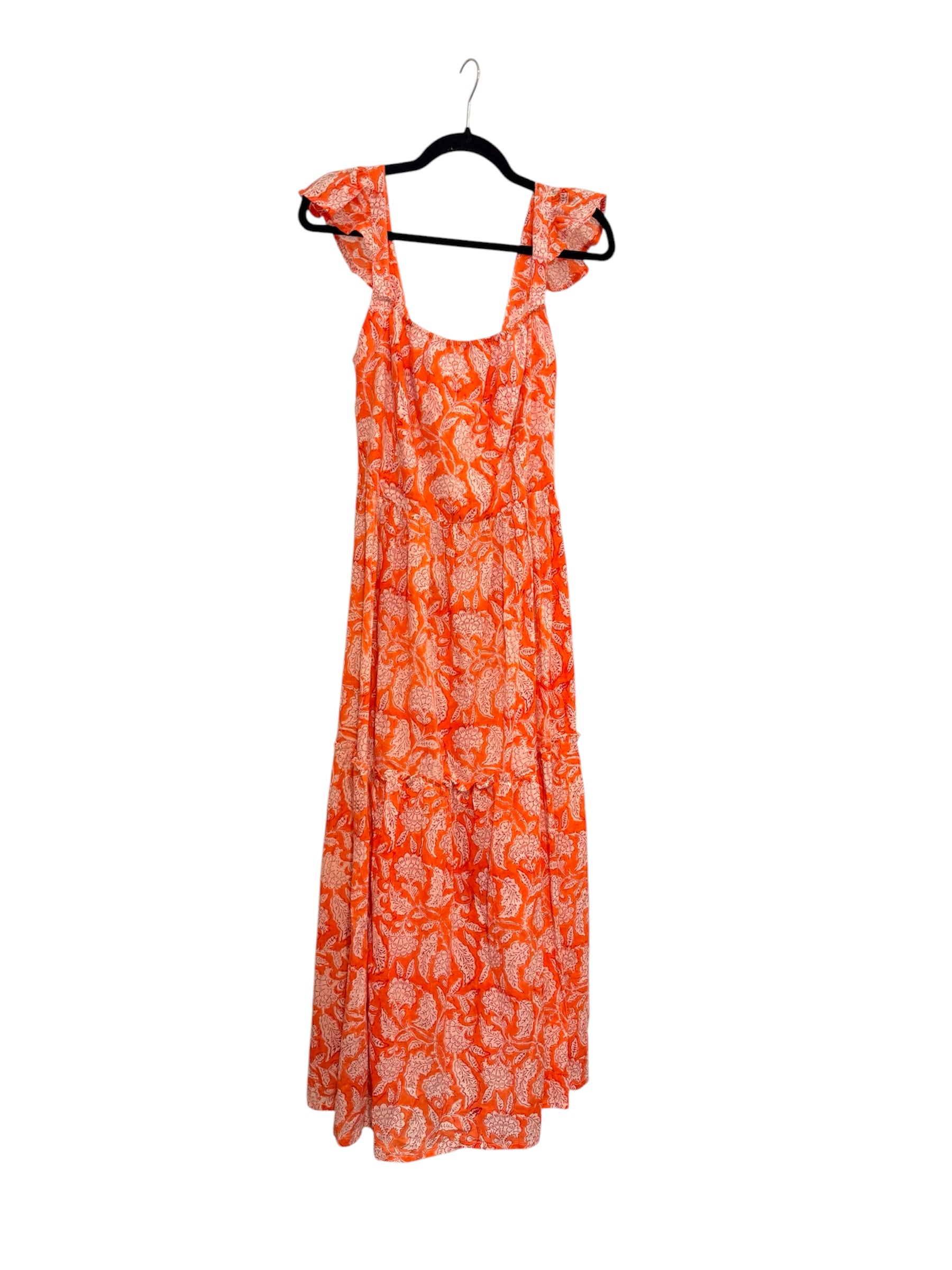Orange Floral Cotton Long Dress