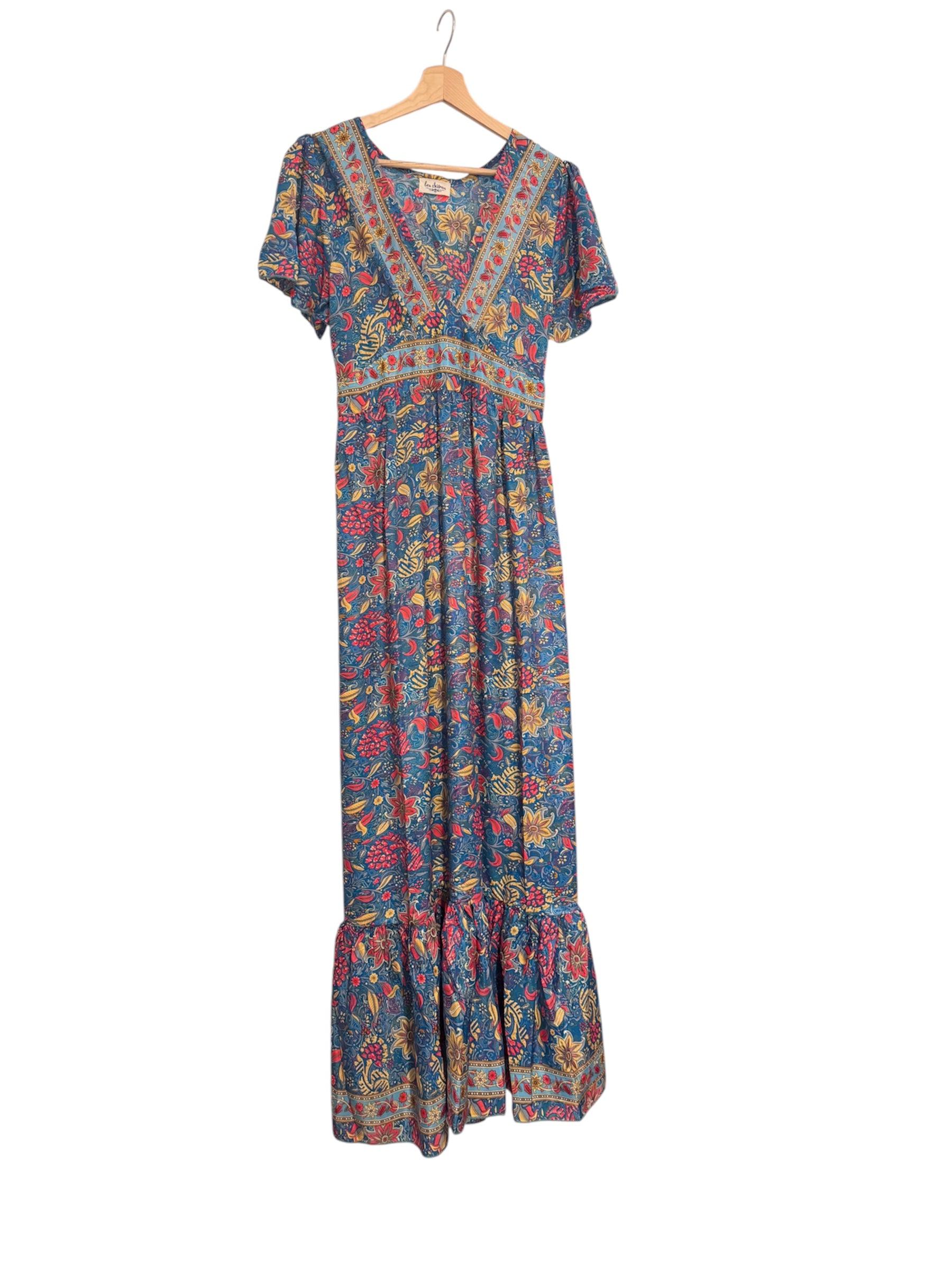Blue Floral Silk Dress