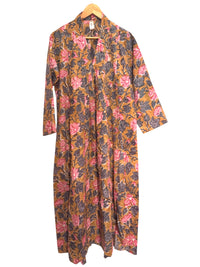 Multi colour Floral Cotton Long Dress