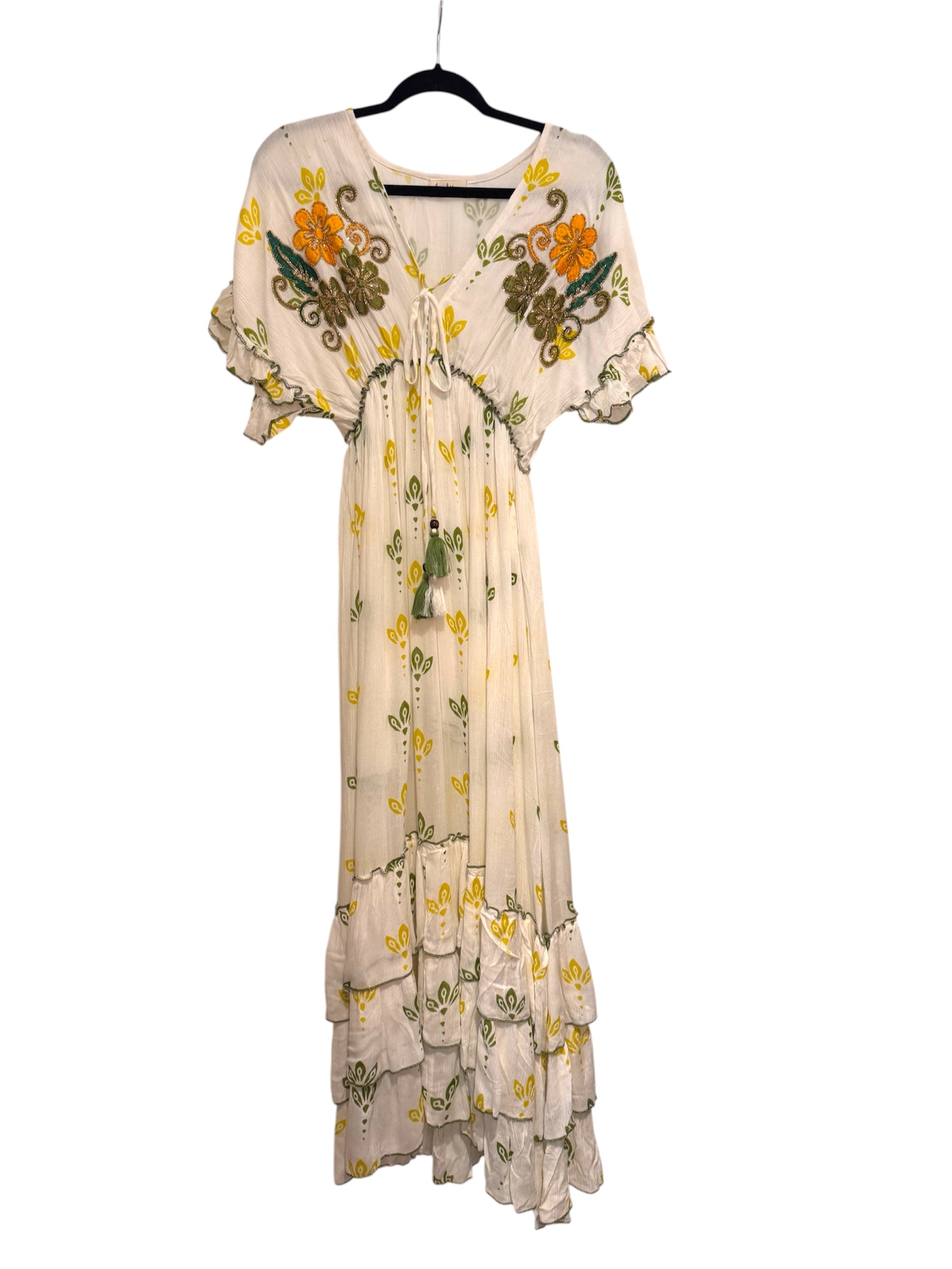 Robe multicolore en soie et viscose