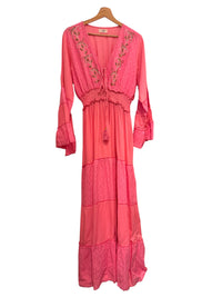 Robe multicolore en soie et viscose