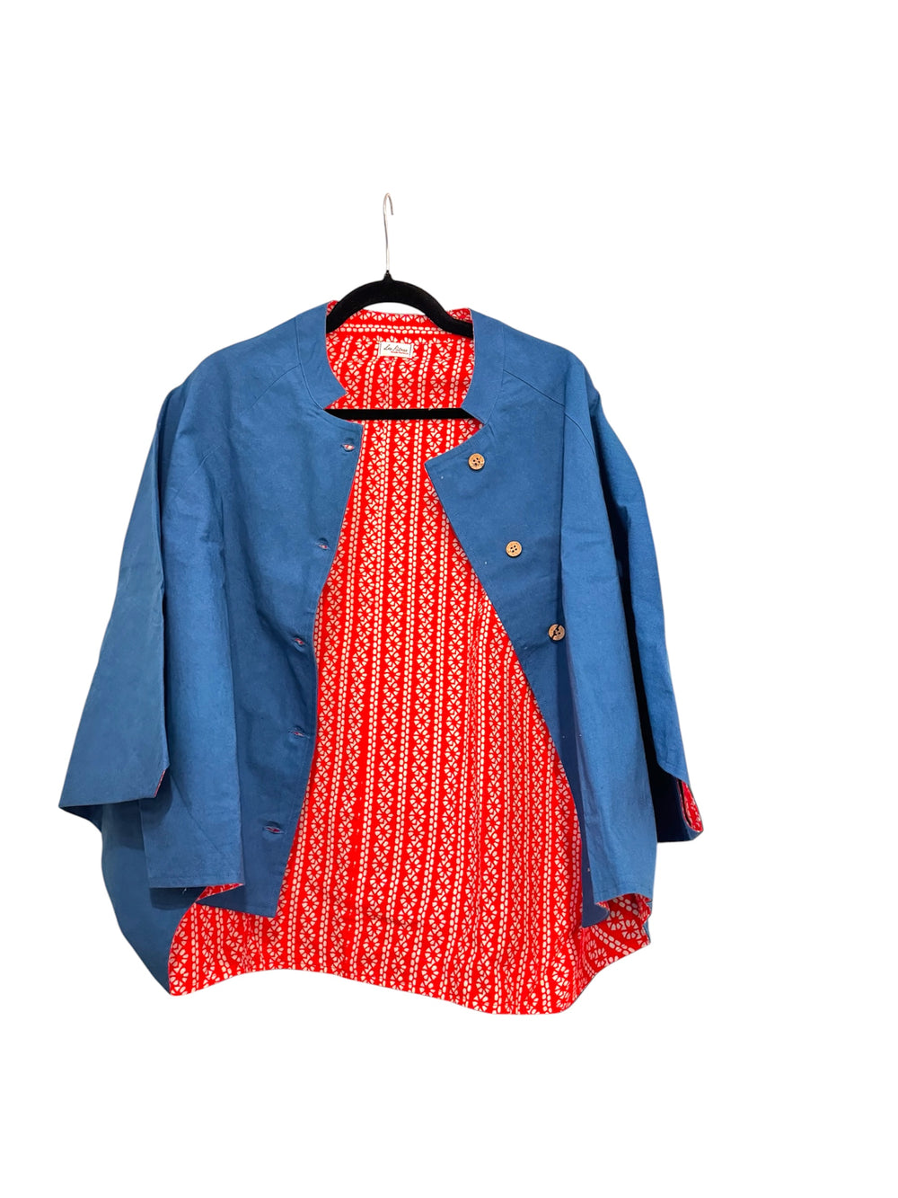 Cotton Reversible Cape For Women - Blue