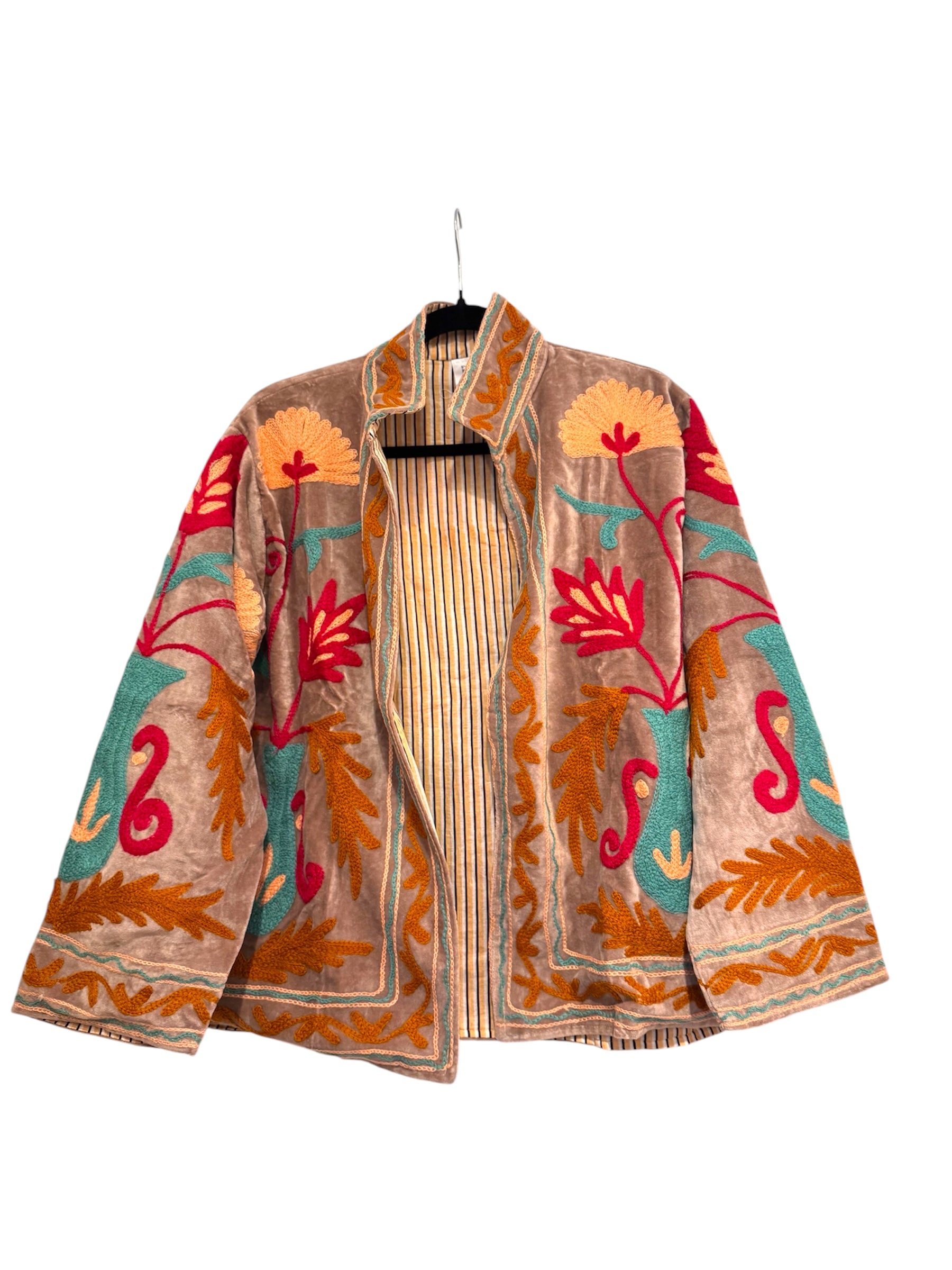 Velvet Suzani Jacket - Beige