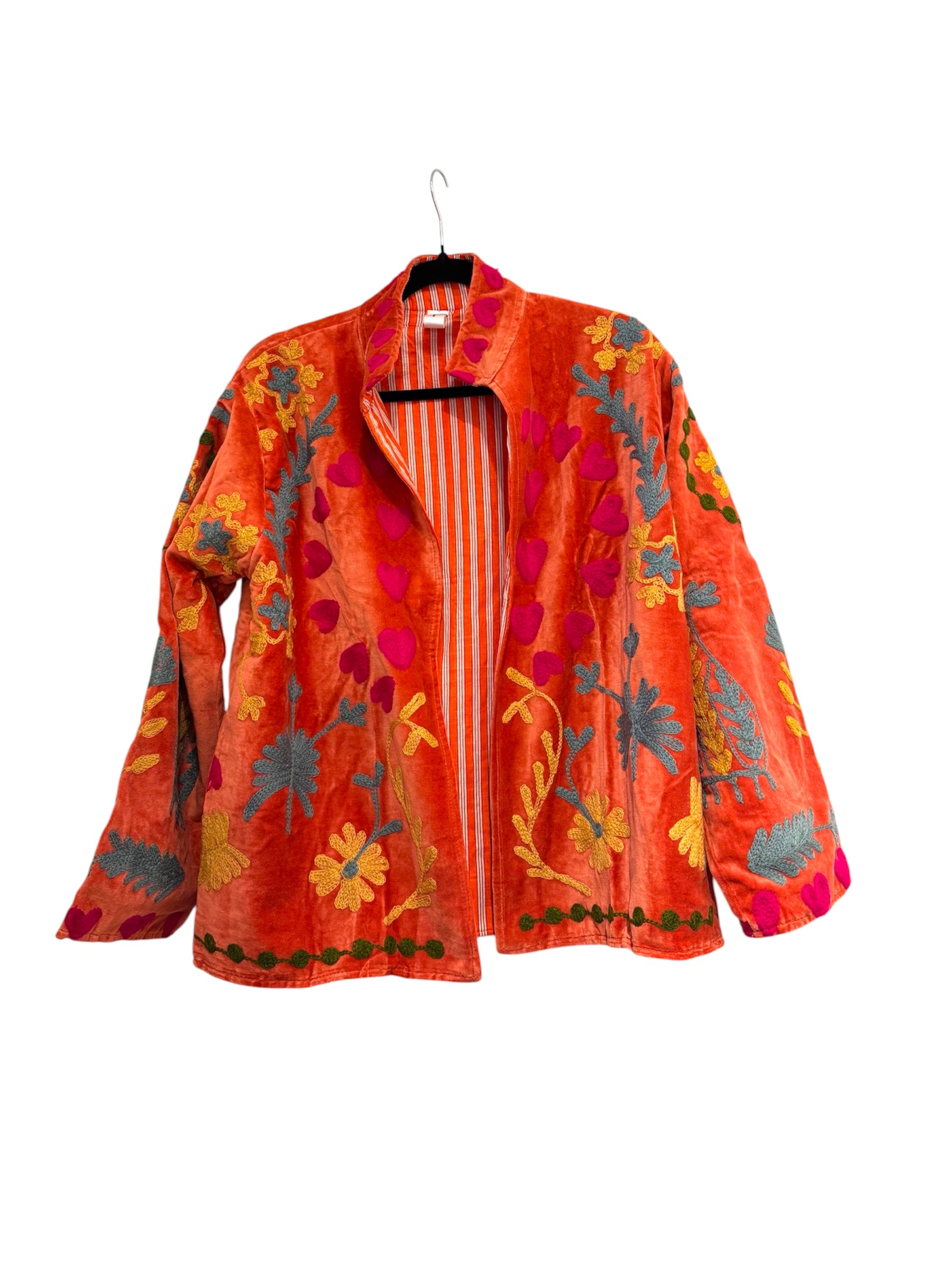 Velvet Suzani Jacket - Orange