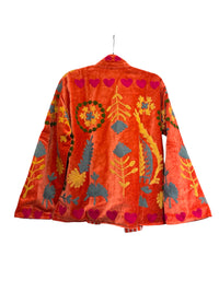 Velvet Suzani Jacket - Orange