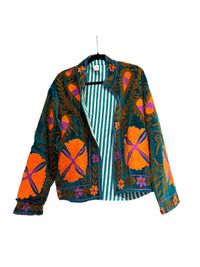 Velvet Suzani Jacket - Blue And Orange