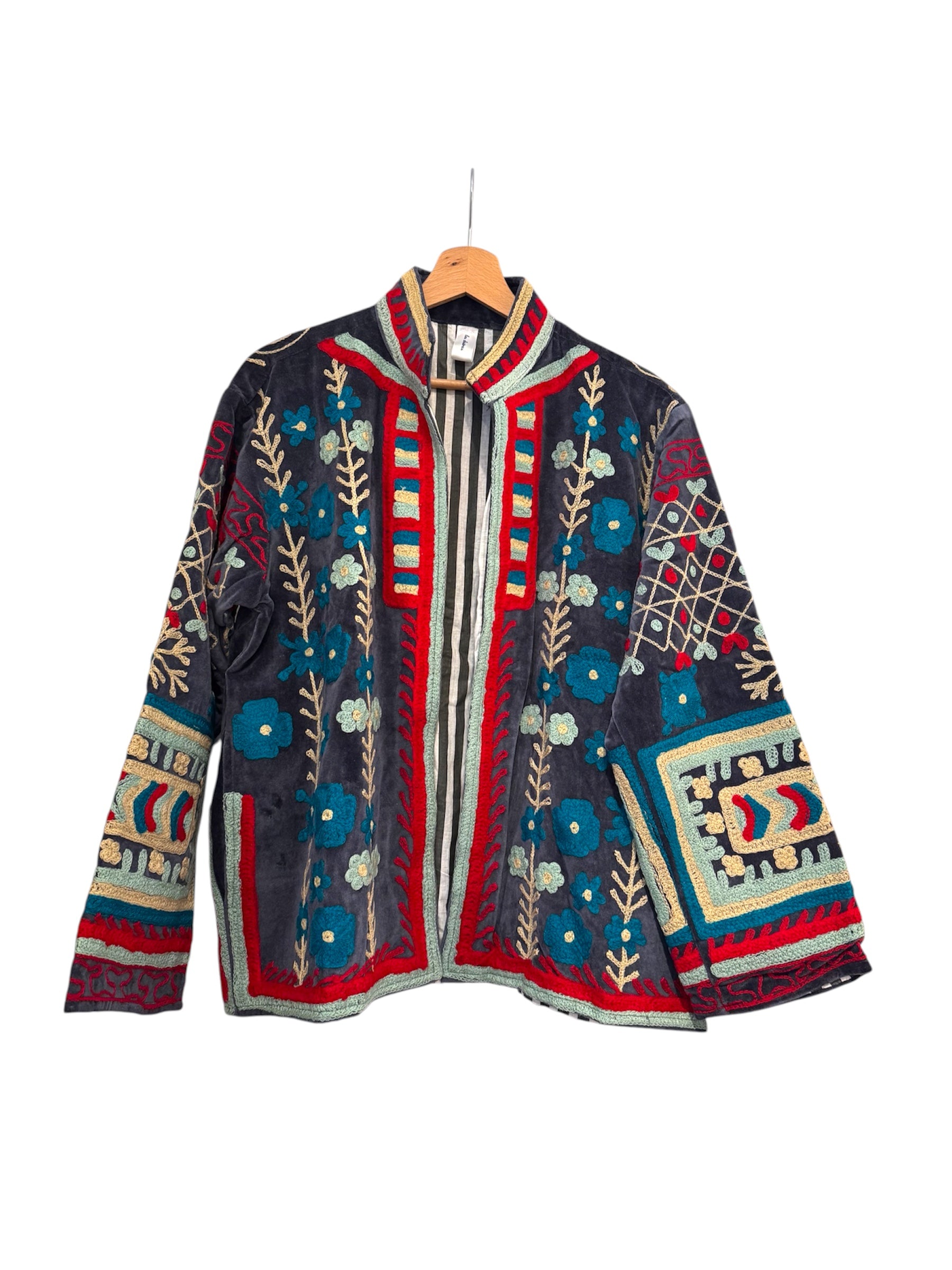 Velvet Suzani Jacket - Grey