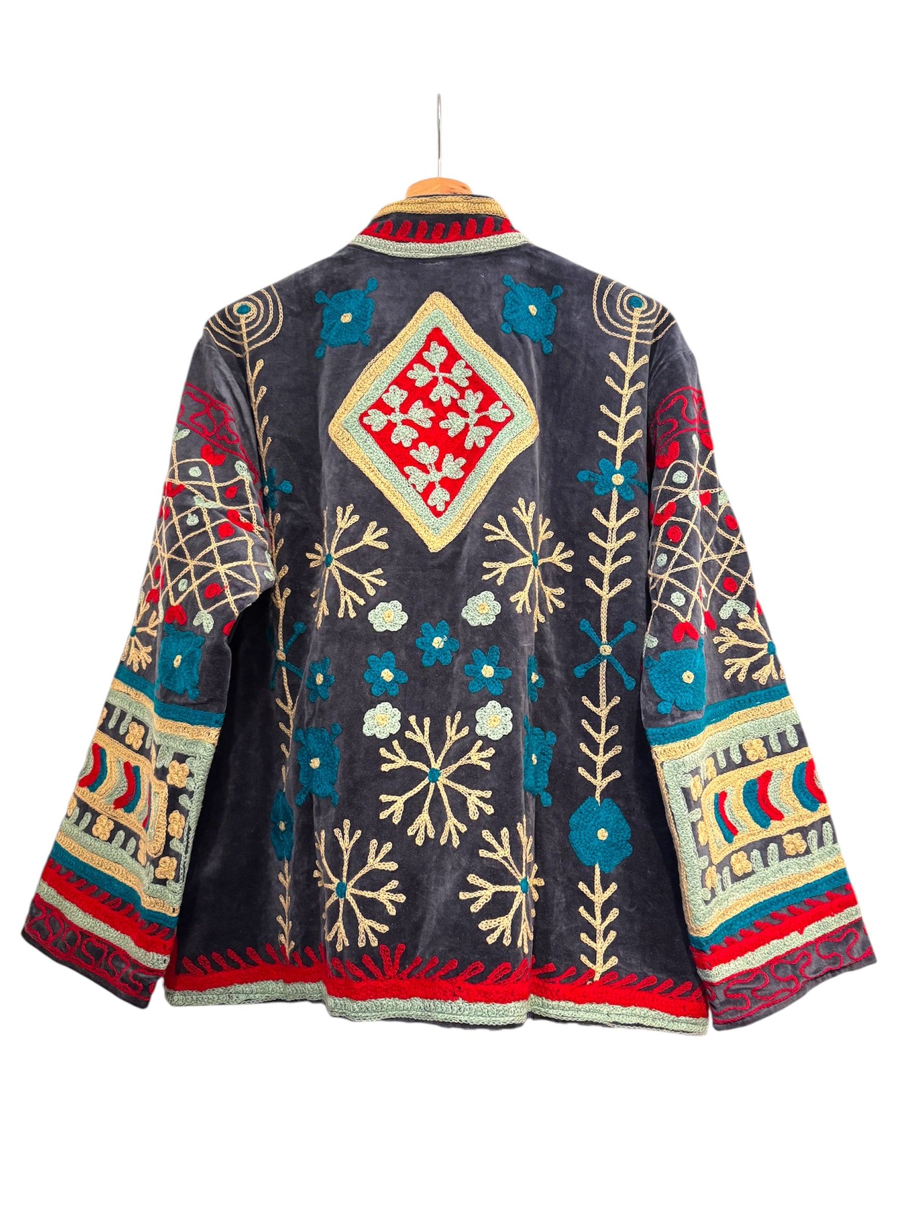 Velvet Suzani Jacket - Grey