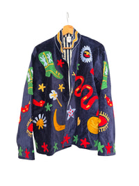 Samtjacke mit Stickerei