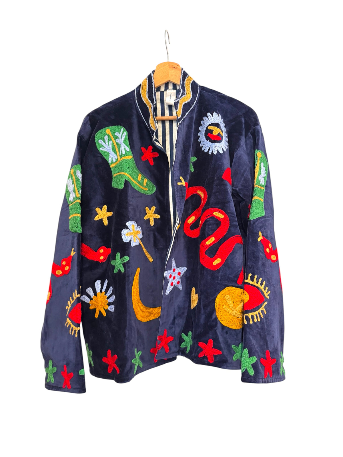 Velvet Suzani Jacket - Blue