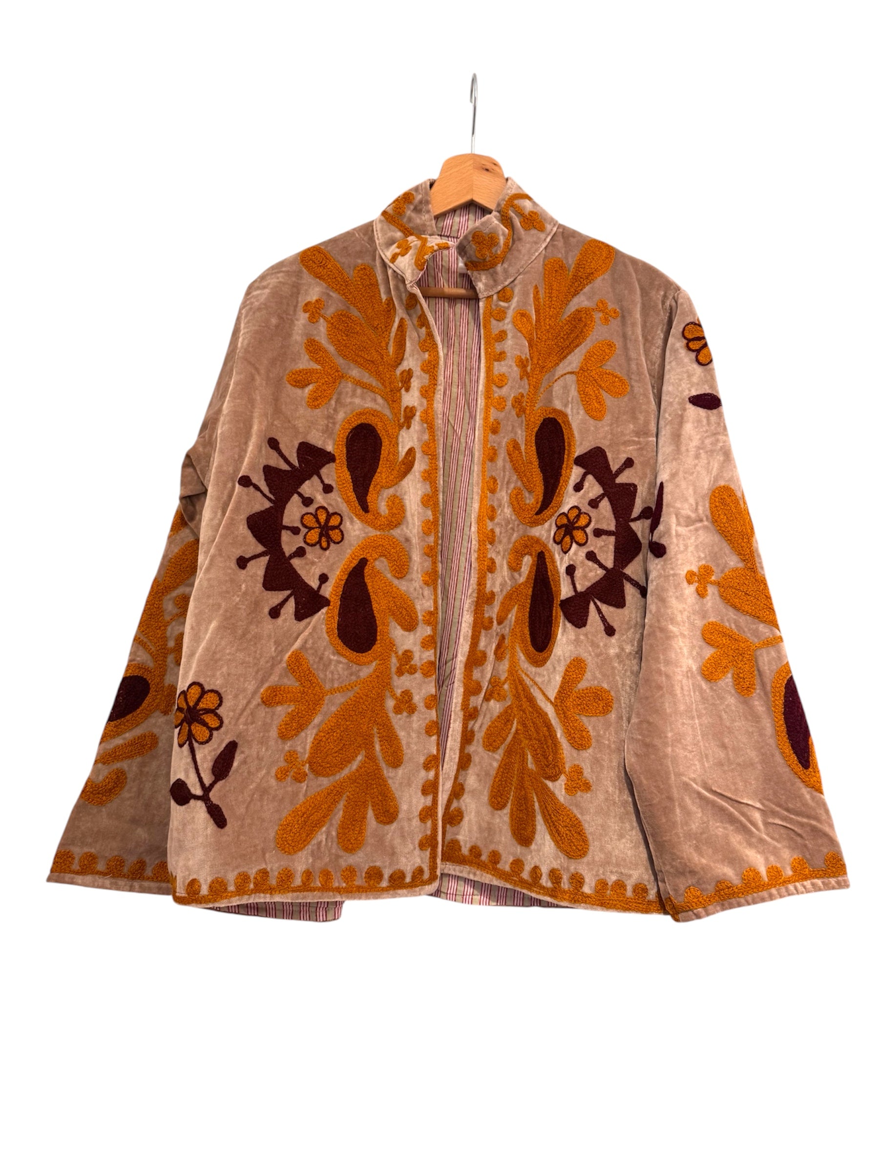 Velvet Suzani Jacket - Peach
