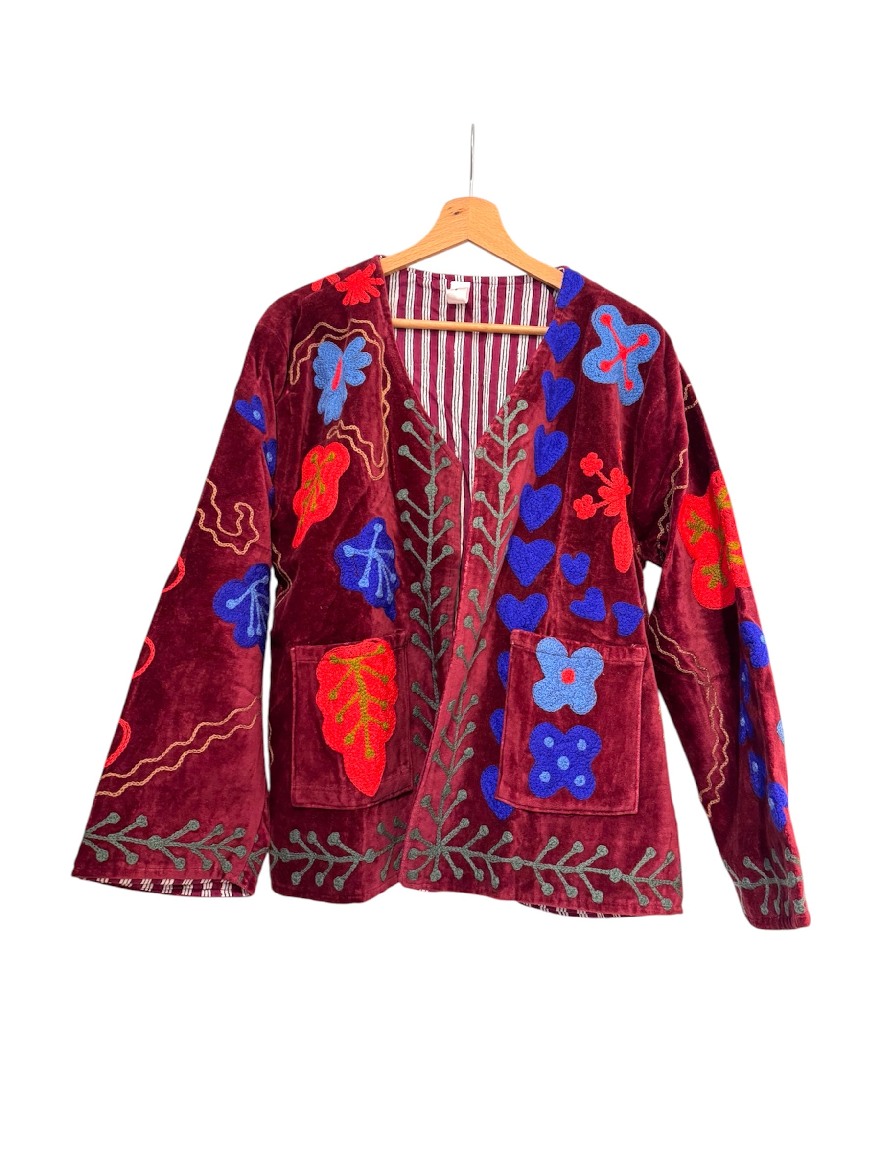 Velvet Suzani Jacket - Dark Pink