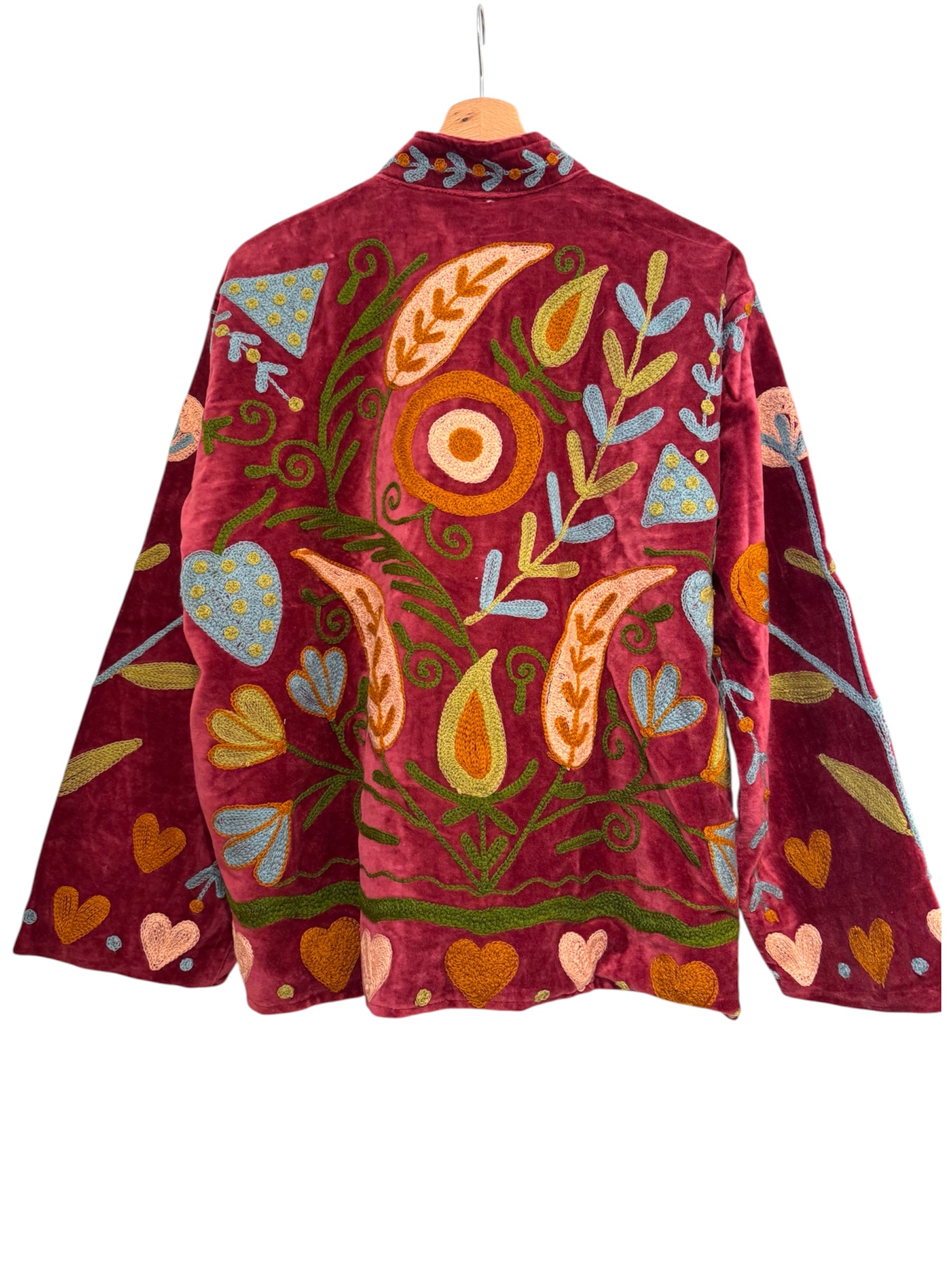 Velvet Suzani Jacket - Burgundy