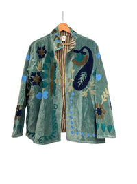 Velvet Suzani Jacket - Light Blue