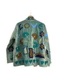 Velvet Suzani Jacket - Light Blue
