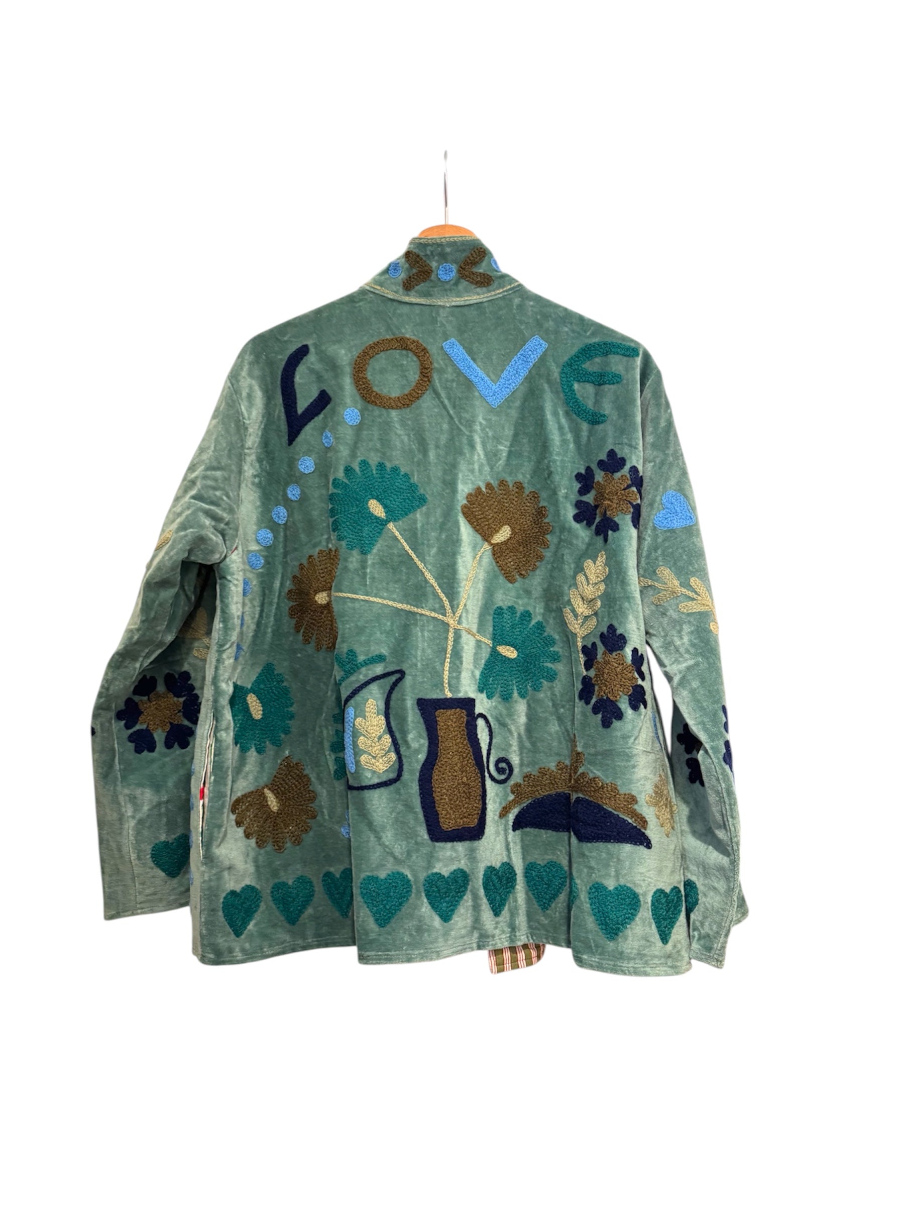 Velvet Suzani Jacket - Light Blue