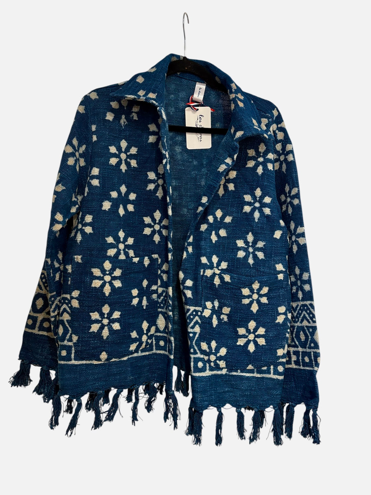 Indigo Hand Block Printed Cotton Jacket Floral